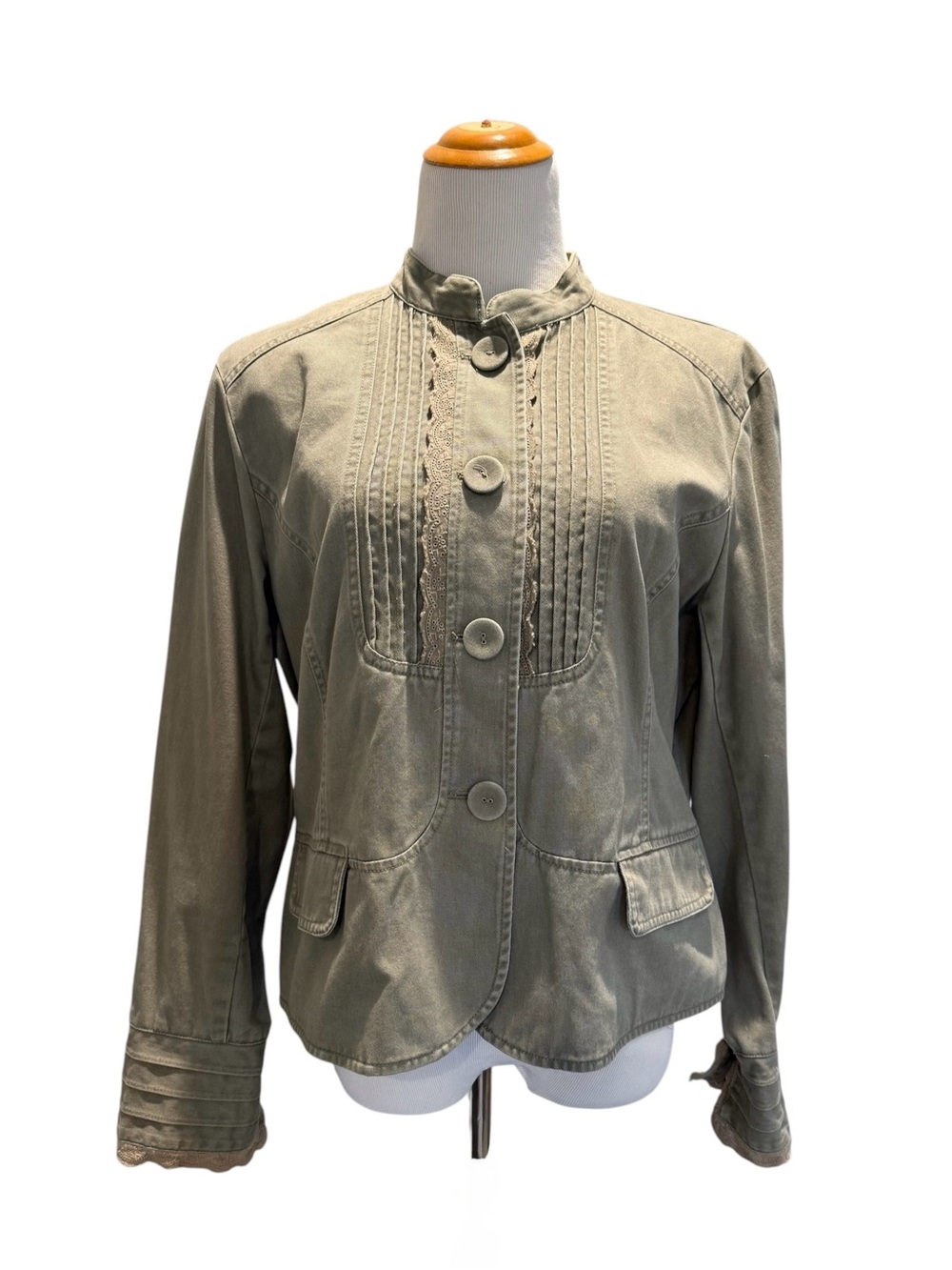 Apt. 9 Olive Green Stand-Collar Button Blazer